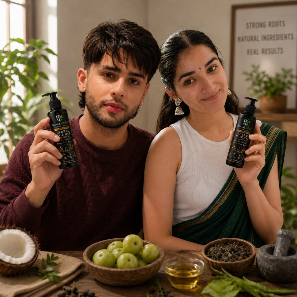 Real Indian Couple with BlackRoots Shampoo 1:1